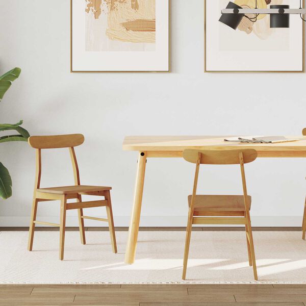 vidaXL Jedálenská stolička 2 pcs Prírodná Masívne drevo