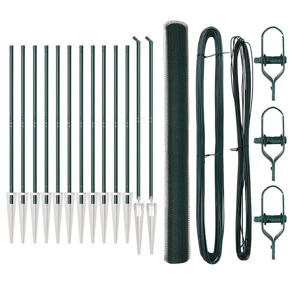 vidaXL Stĺp na plot. Zelená 25 x 1,6 m (25 mm mriežka) Ocel a PVC