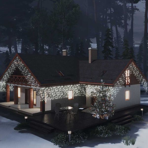 vidaXL LED sveteln&yacute; z&aacute;ves cenc&uacute;le 10 m 400 LED studen&aacute; biela 8 funkci&iacute;