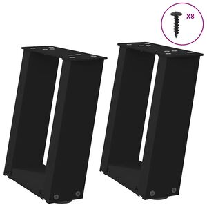 vidaXL Nohy konferenčn&eacute;ho stol&iacute;ka v tvare U, 2 ks, čierne, 30 x (30-31) cm, oceľov&eacute;