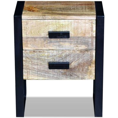 vidaXL Bočný stolík, 2 zásuvky, masívne mangové drevo, 43x33x51cm