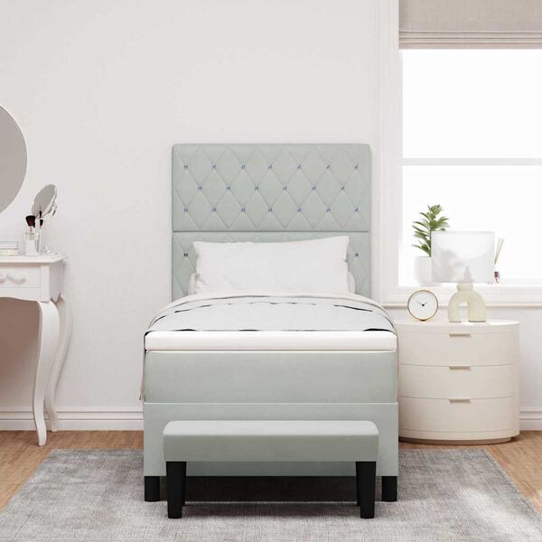 vidaXL Posteľ s pružinov&yacute;m r&aacute;mom Svetlosiv&aacute; 100 x 200 cm Zamat