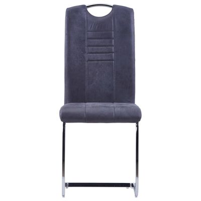 vidaXL Jedálenské stoličky, perová kostra 4 ks, sivé, umelý semiš