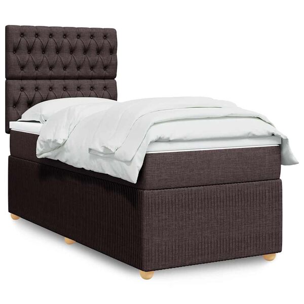 vidaXL Boxspring posteľ s matracom tmavohned&aacute; 90x190 cm l&aacute;tka