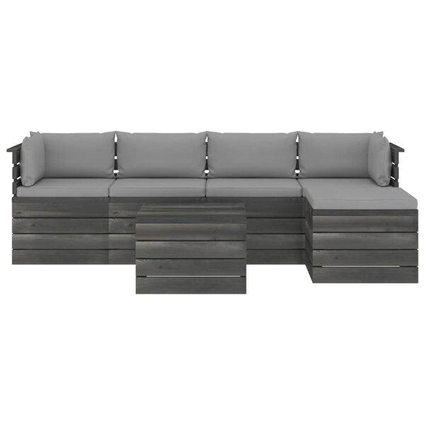 vidaXL 6-dielna z&aacute;hradn&aacute; sedacia s&uacute;prava z paliet s podložkami borovicov&yacute; mas&iacute;v