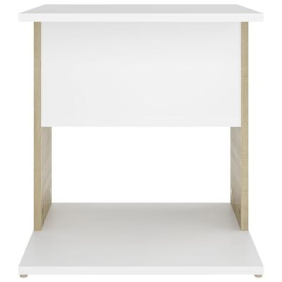 vidaXL Príručný stolík biely a dub sonoma 45x45x48 cm drevotrieska