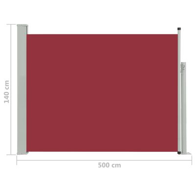 vidaXL Zaťahovacia bočná markíza na terasu 140x500 cm, červená