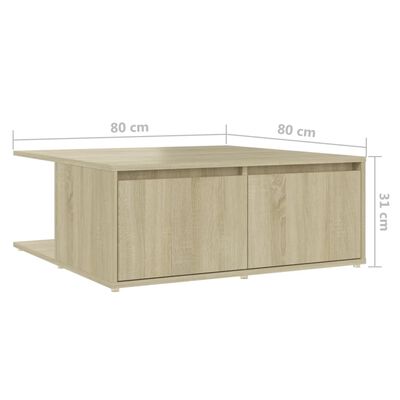 vidaXL Konferenčný stolík dub sonoma 80x80x31 cm drevotrieska