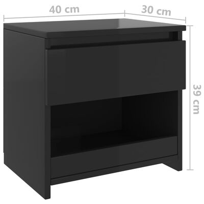 vidaXL Nočný stolík lesklý čierny 40x30x39 cm drevotrieska