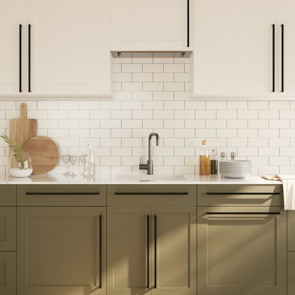 vidaXL Rukov&auml;te na skrinku 10 ks čierne 480 mm nehrdzavej&uacute;ca oceľ