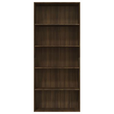 vidaXL 5-poschodová knižnica hnedý dub 80x30x189 cm spracované drevo