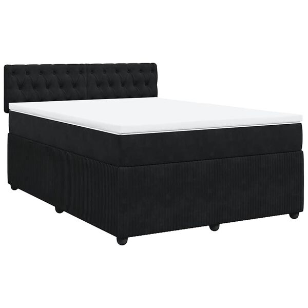 vidaXL Posteľn&yacute; r&aacute;m boxspring s matracom čierny 140x190 cm zamat