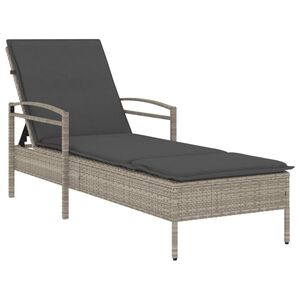 vidaXL Z&aacute;hradn&eacute; ležadlo s vank&uacute;&scaron;om svetlosiv&eacute; 63x200x81 cm polyratan
