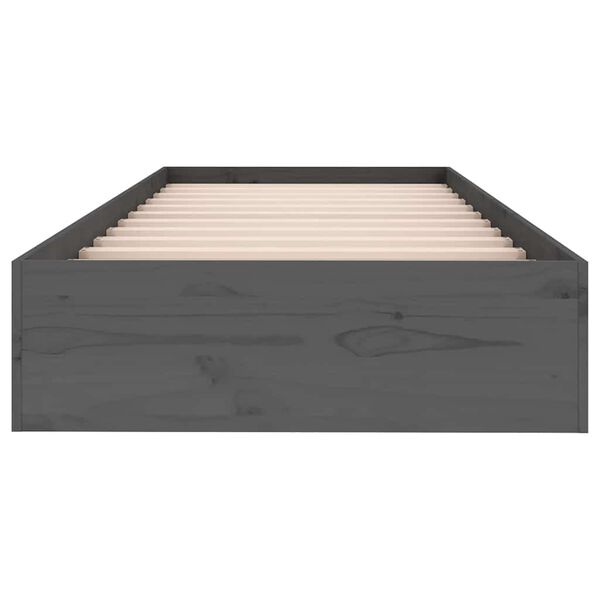 vidaXL Posteľn&yacute; r&aacute;m, siv&yacute; dreven&yacute; mas&iacute;v 75x190 cm mal&eacute; jednol&ocirc;žko