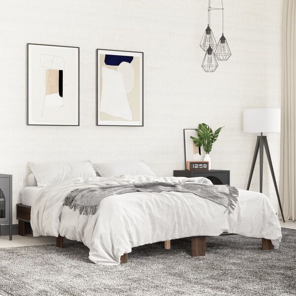 vidaXL Posteľn&yacute; r&aacute;m hned&yacute; dub 150x200 cm kompozitn&eacute; drevo a kov