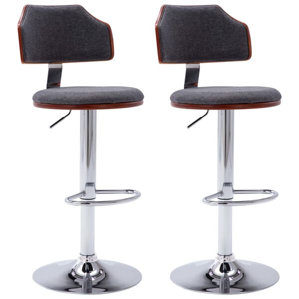 vidaXL Barov&eacute; stoličky 2 ks, tmavosiv&eacute;, oh&yacute;ban&eacute; drevo a l&aacute;tka