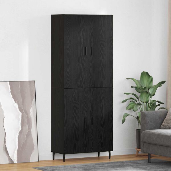 vidaXL Highboard 2 pcs Čierny dub Drevovl&aacute;knit&aacute; doska a sklo
