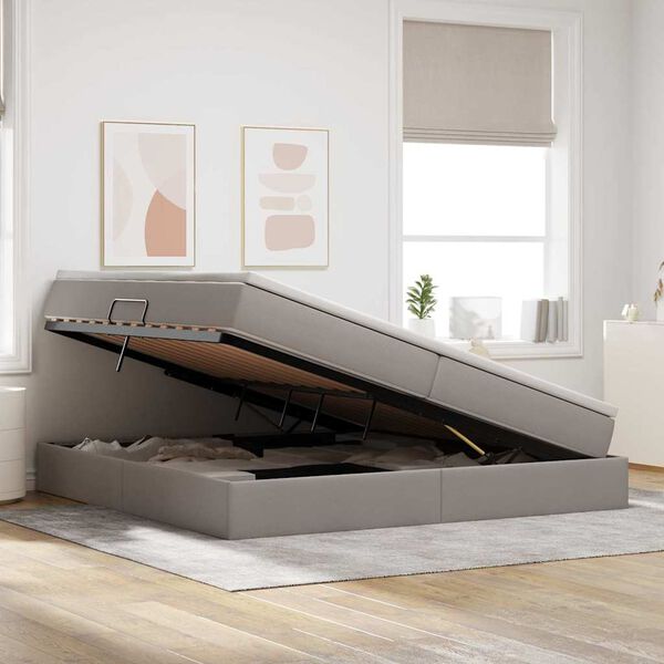 vidaXL Postel s &uacute;ložn&yacute;m prostorem a matrac&iacute; Sivohned&aacute; 200 x 200 cm