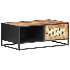 vidaXL Konferenčn&yacute; stol&iacute;k 90x50x35 cm mangovn&iacute;k a pr&iacute;rodn&aacute; trstina
