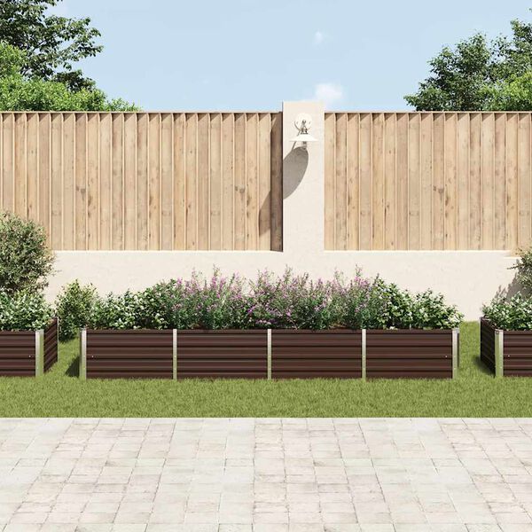 vidaXL Vyvýšený záhradný záhon, hnedý 320x80x45 cm, pozinkovaná oceľ