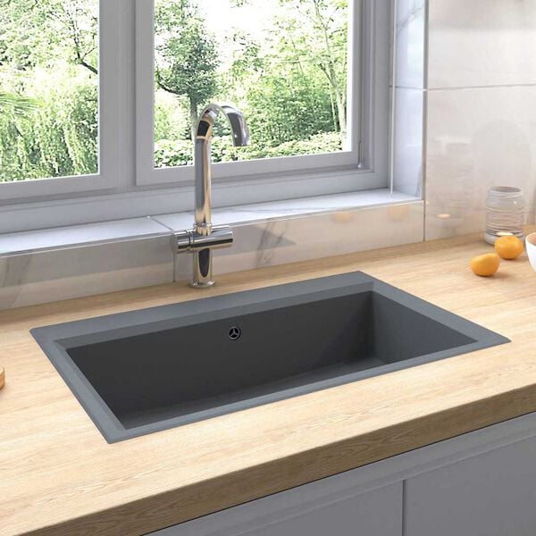 vidaXL Kuchynsk&yacute; drez Siv&aacute; 79 x 50 x 31 cm Quartz a živica