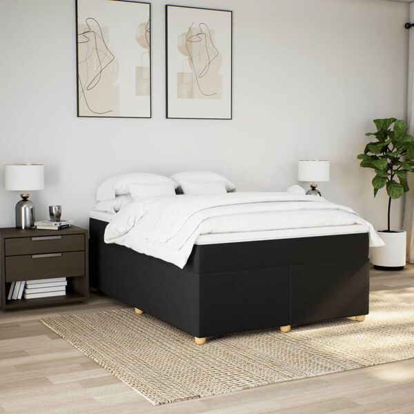 vidaXL Posteľn&yacute; r&aacute;m boxspring s matracom čierny 140x200 cm l&aacute;tka