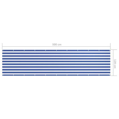 vidaXL Balkónová markíza, biela a modrá 120x500 cm, oxfordská látka