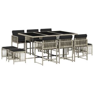 vidaXL 11-dielna z&aacute;hr. jed&aacute;lensk&aacute; s&uacute;prava vank&uacute;&scaron;e svetlosiv&aacute; polyratan