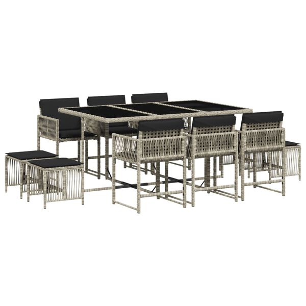 vidaXL 11-dielna z&aacute;hr. jed&aacute;lensk&aacute; s&uacute;prava vank&uacute;&scaron;e svetlosiv&aacute; polyratan