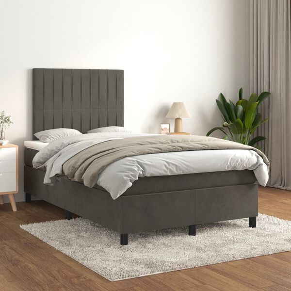 vidaXL Boxspring posteľ s matracom, tmavosiv&aacute; 120x190 cm, zamat