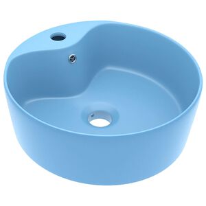 vidaXL Luxusn&eacute; um&yacute;vadlo, prepad, matn&eacute; svetlomodr&eacute; 36x13 cm, keramika