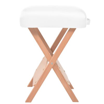 vidaXL Skladacia masérska stolička, 12 cm sedadlo, 2 podložky, biela