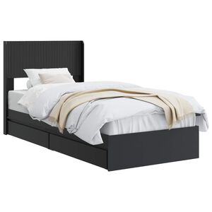 vidaXL Posteľov&yacute; r&aacute;m s &uacute;ložn&yacute;m priestorom a čelom Čierna 90 x 190 cm