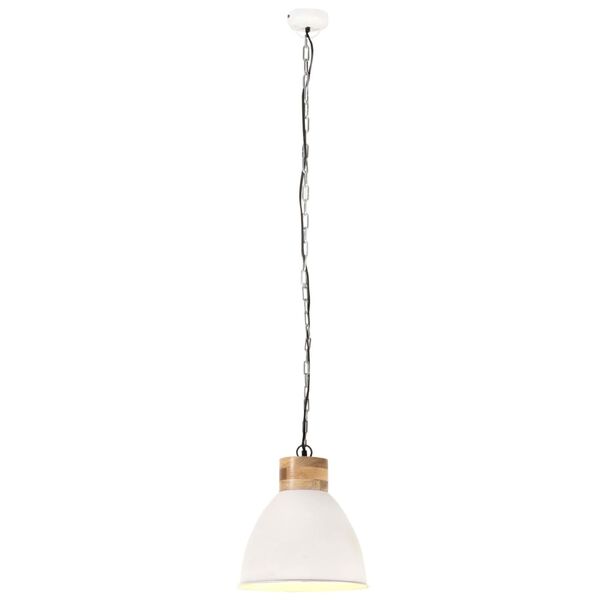 vidaXL Industri&aacute;lna z&aacute;vesn&aacute; lampa biela železo a mas&iacute;vne drevo 46 cm E27