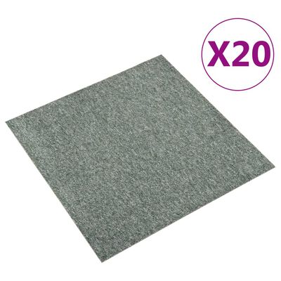 vidaXL Kobercové podlahové dlaždice 20 ks 5 m² 50x50 cm zelené