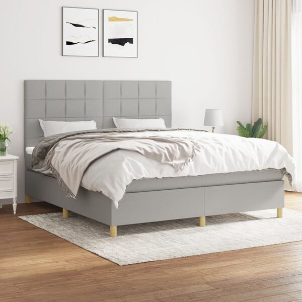 vidaXL Boxspring posteľ s matracom bledosiv&aacute; 180x200 cm l&aacute;tka