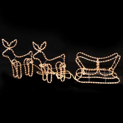 vidaXL Vianočná svetelná dekorácia, 2 soby a sane 300x24x47 cm