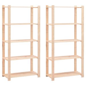 vidaXL Reg&aacute;ly s 5 policami 2 ks 80x38x170 cm borovicov&yacute; mas&iacute;v 250 kg