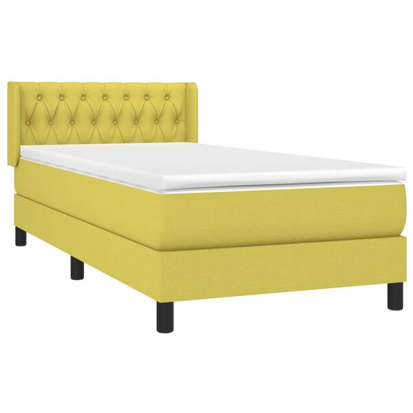vidaXL Posteľn&yacute; r&aacute;m boxspring s matracom zelen&yacute; 90x200 cm l&aacute;tka