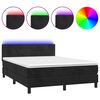 vidaXL Posteľ boxsping s matracom a LED čierna 140x200 cm zamat