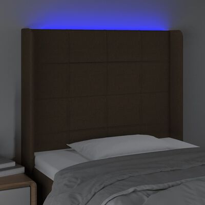 vidaXL Čelo postele s LED tmavohendé 93x16x118/128 cm látka