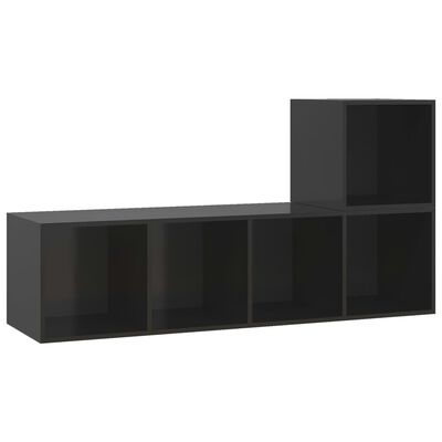 vidaXL 2-dielna súprava TV skriniek lesklá čierna drevotrieska