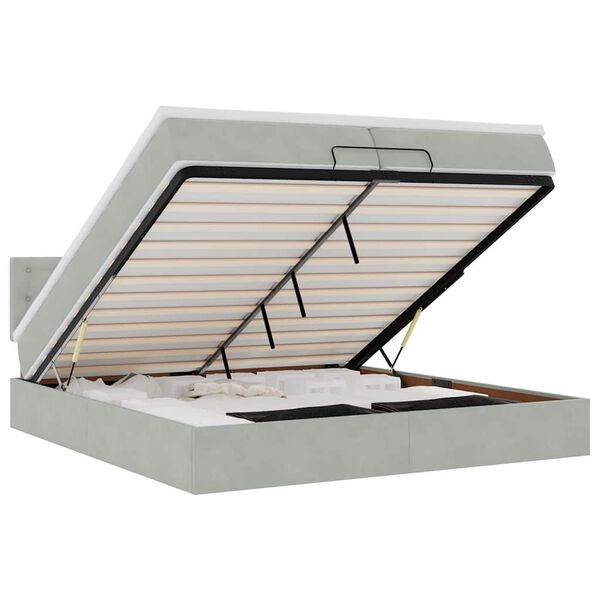 vidaXL Osmanský rám postele s matracmi svetlosivá 200x200 cm zamat