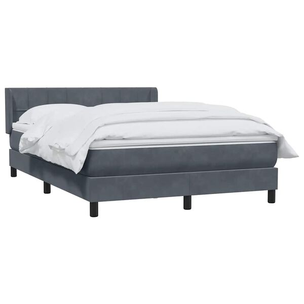 vidaXL Posteľn&yacute; r&aacute;m boxspring s matracom tmavosiv&yacute; 140x220 cm zamat