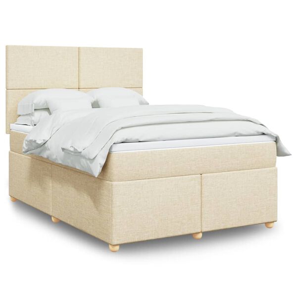 vidaXL Posteľn&yacute; r&aacute;m boxspring s matracom kr&eacute;mov&yacute; 160x200 cm l&aacute;tka