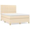 vidaXL Boxspring posteľ s matracom kr&eacute;mov&yacute; 140x190 cm l&aacute;tka