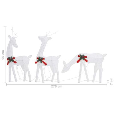 vidaXL Vianočná sobia rodinka 270x7x90 cm, biela, biela sieťovina