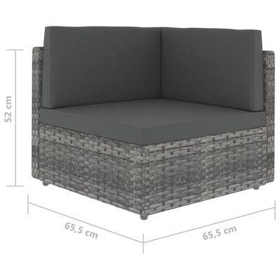 vidaXL 8-dielna záhradná sedacia súprava s podložkami polyratan sivá