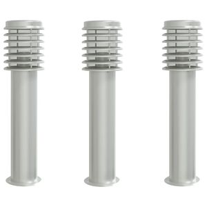 vidaXL Vonkaj&scaron;ie stojace lampy 3 ks strieborn&eacute; 60cm nehrdzavej&uacute;ca oceľ