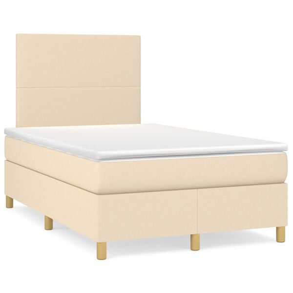vidaXL Boxspring posteľ s matracom kr&eacute;mov&yacute; 120x200 cm l&aacute;tka